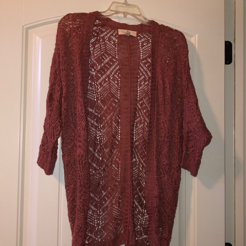 Pink Crochet Cardigan